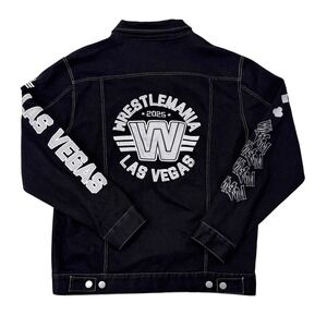 WWE Wrestlemania 41 Las Vegas Denim Jacket Size Medium Black Wrestling 2025